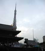 東京タワーを背景に増上寺